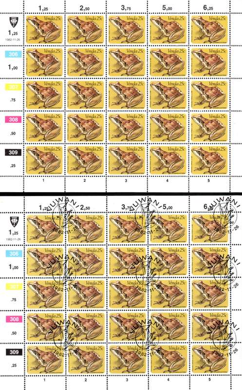 Venda 1982: Frogs: Full Sheets UMM/CTO: SACC 67-70