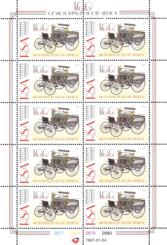 RSA 1997: 100 YEars of Motoring in SA: UMM Sheet: SACC 996
