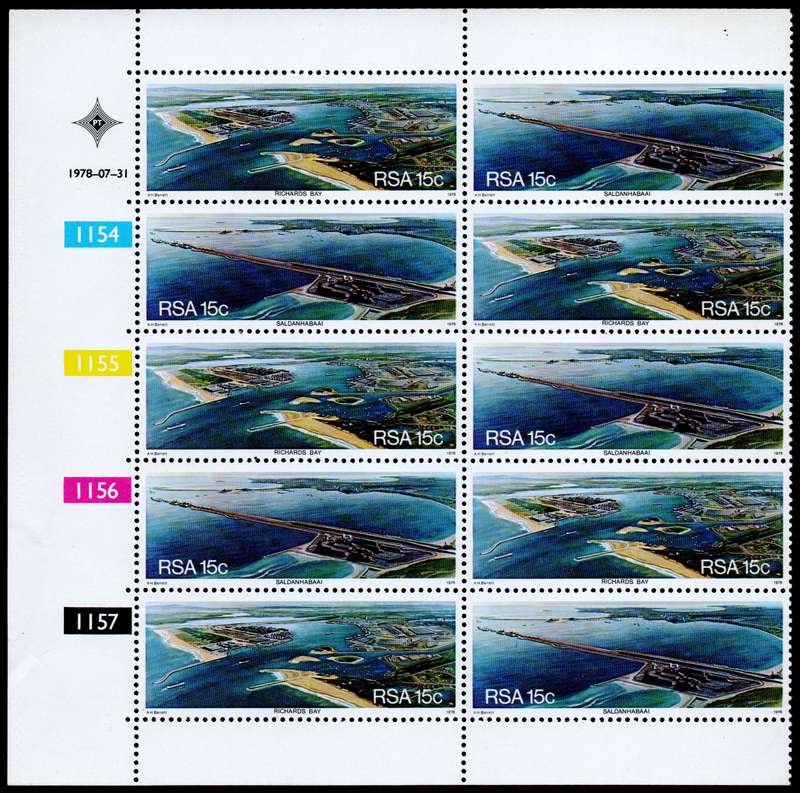RSA 1978: Richards Bay/ Saldanha Bay Control Strip of 10: SACC446-447