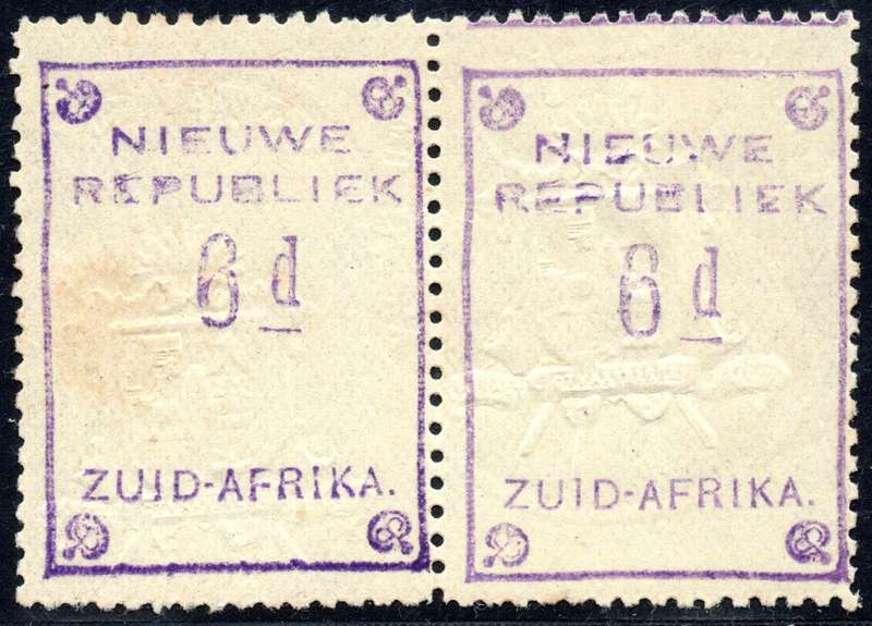 New Republic 1887: 6d Hinged Mint - No Date on Yellow Paper: SACC 64