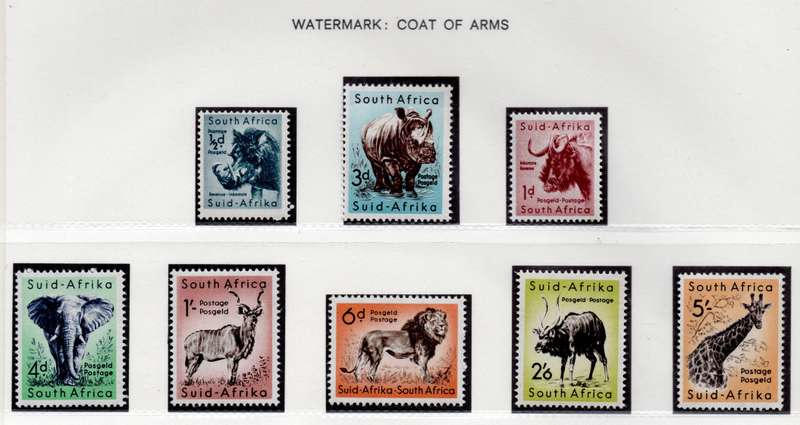 Union SA 1959/61: Definitive Issue with WM Coat of Arms: SACC 169-176