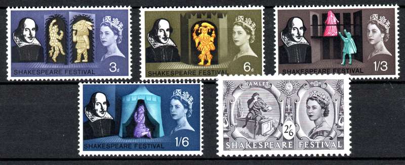 Britain 1964: 400th Anniv. - Birth of William Shakespeare - UMM Set: SG 646-650