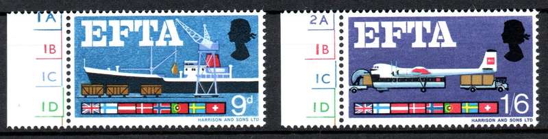 Britain 1967: Loading Plane from Trucks and Flags of EFTA Members - UMM Set: SG 715-16