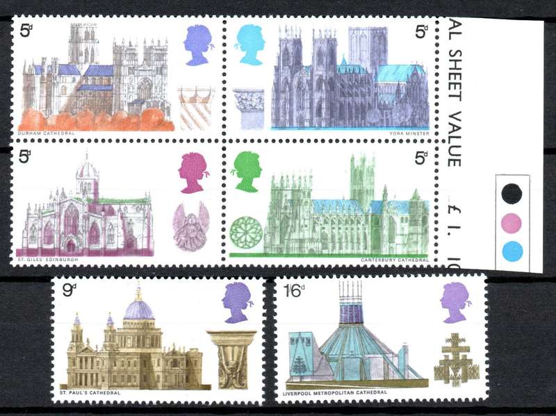 Britain 1969: British Cathedrals - Fresh UMM Set: SG 796-801