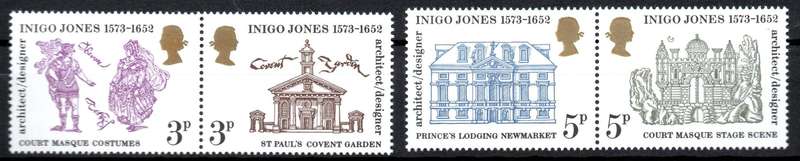Britain 1973: 400th Anniversary of the Birth of Inigo Jones, Architect and Designer UMM: SG 935-38