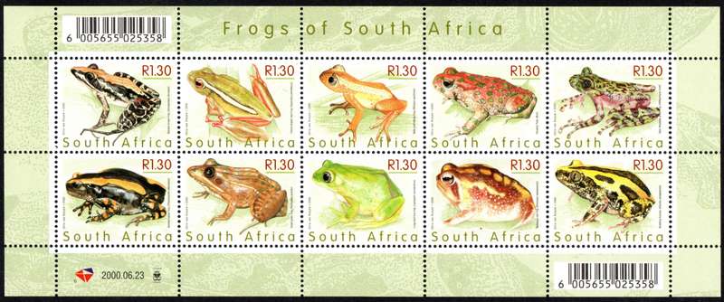 RSA 2000: Frogs of SA - UMM Sheetlet of 10: SACC 1269