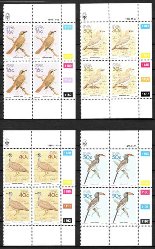 SWA 1988: Birds of SWA - UMM Set of CBs: SACC 514-517