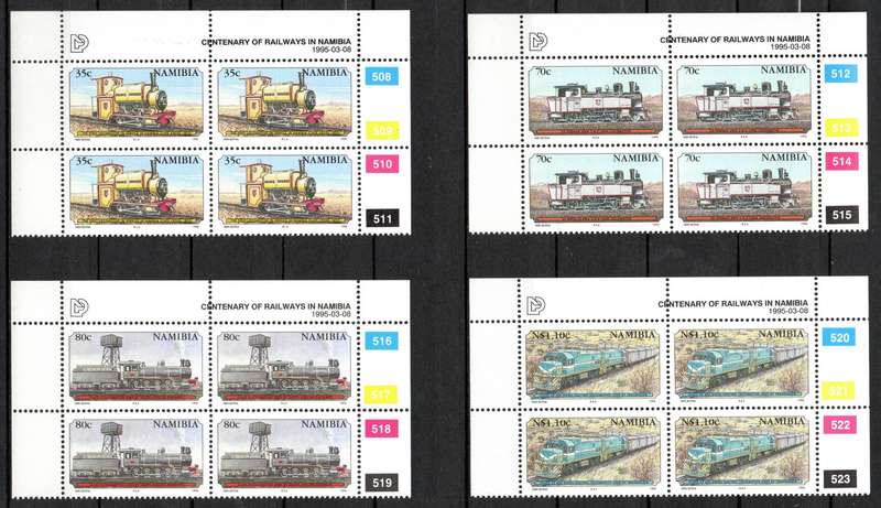 Namibia 1995: Centenary of Railway Services in Namibia - UMM Set of CBs: SACC 120-123