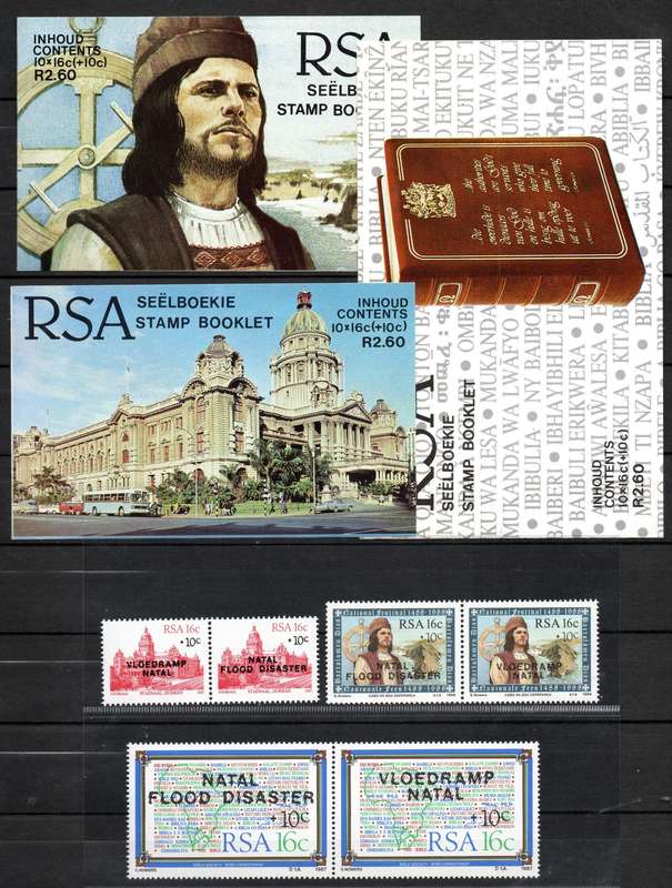 RSA 1987/88: Natal Relief Fund Booklet Set with UMM Singles: SACC 635/642/649