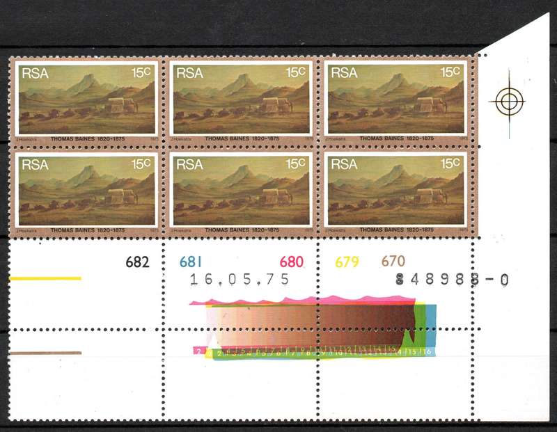 RSA 1975: Death Centenary of Thomas Baines - UMM Set of CBs of Six: SACC 384-387