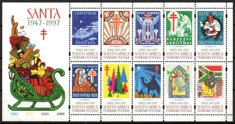RSA 1997: SANTA Anniversary of Christmas Stamps - UMM Sheetlet of 10: SACC 1080