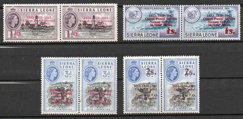 Sierra Leone 1963: 2nd Anniv. of Independence (Overprinted) - Partial UMM Set in Pairs: SG 257-