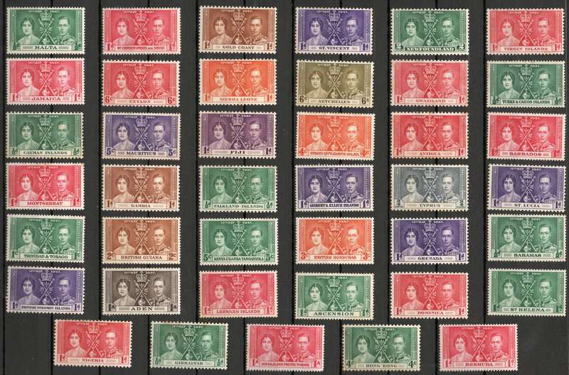 Colonial Britain: 1937 Omnibus - Partial UMM Set as per Scan: Slight Staining Noted at back: High CV
