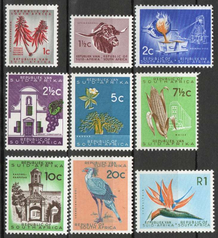 RSA 1963: 1st Definitive Reprint (chalk paper, WMK RSA Sideways - UMM: SACC 226/35 (234 missing)