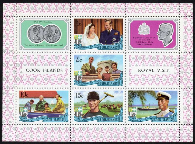 Cook Islands 1971: Royal Visit - UMM Mini Sheet: SG 360-364