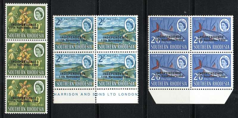 Rhodesia 1965-70: Definitive Issue - UMM Singles and Blocks with Color and Gum Variations: *High CV*