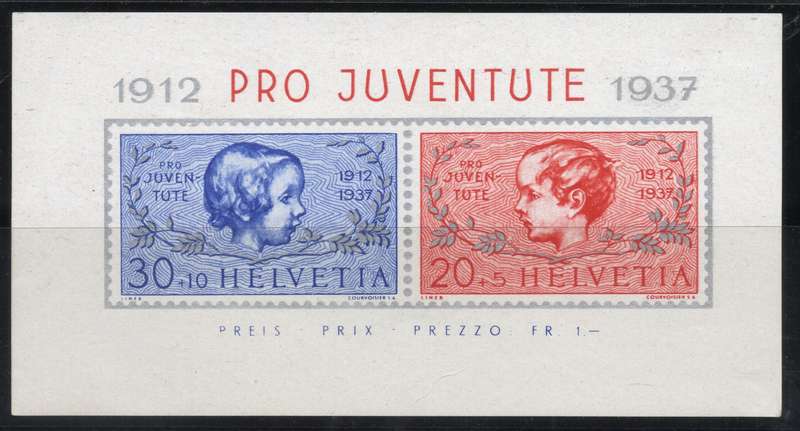 Switzerland: Various UMM/Used as per Scans, incl. 1937 Pro Juventute M/S: ** Scarce**