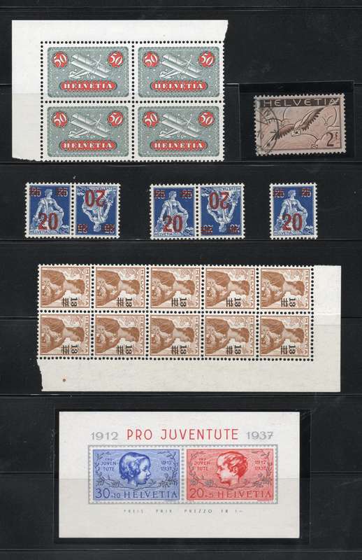 Switzerland: Various UMM/Used as per Scans, incl. 1937 Pro Juventute M/S: ** Scarce**