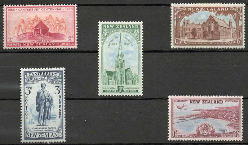 New Zealand 1950: Centennial of Canterbury - MM Set: SG 703-707