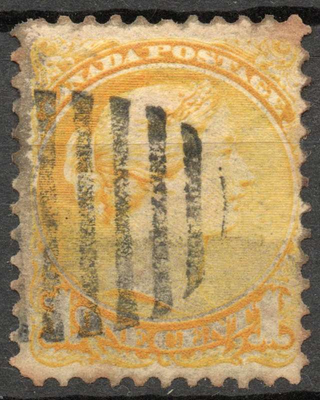 Canada 1870: Dominion of Canada - Queen Victoria One Cent Yellow - Used as per Scan: Rare!: SG 75