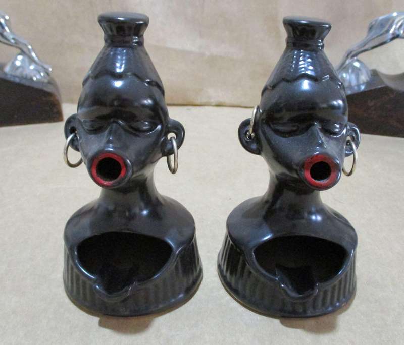 Vintage Pair of African Lady Ashtray
