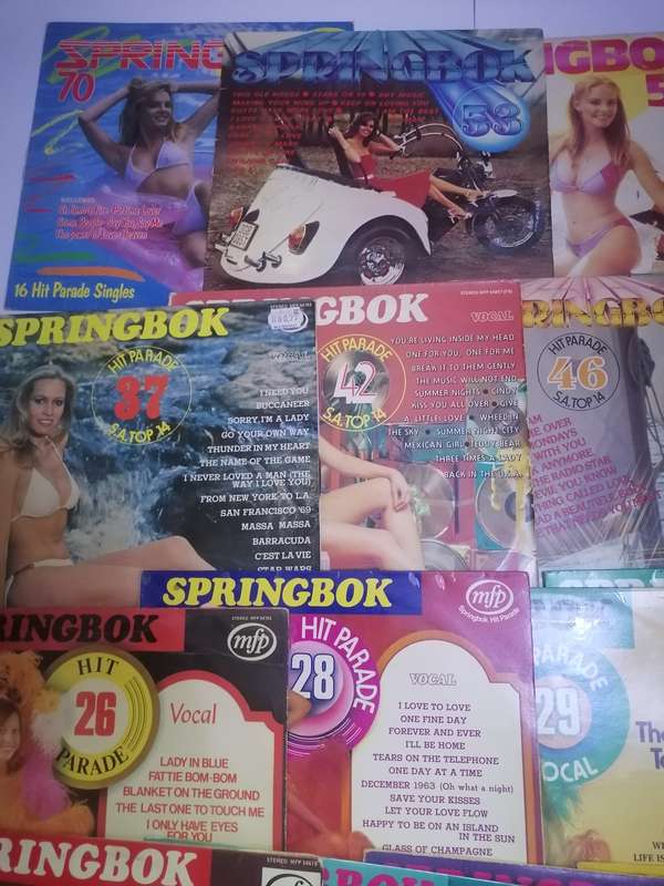 20x SPRINGBOK HIT PARADE VINYL'S IN VERY GOOD TO EXCELLENT  COND. - SEE BELOW FOR INFO.
