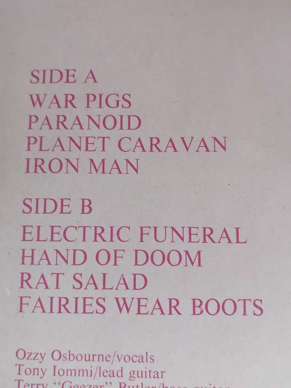 BLACK SABBATH (PARANOID) - VINYL IN VERY GOOD COND. - SEE BELOW FOR INFO.