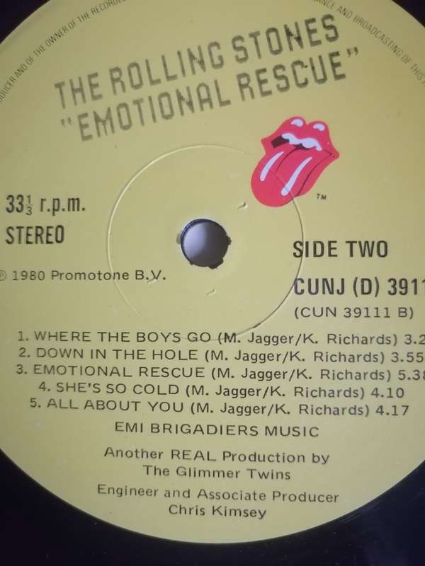 THE ROLLING STONES (EMOTIONAL RESCUE) - VINYL IN VERY GOOD COND. - SEE BELOW FOR INFO.