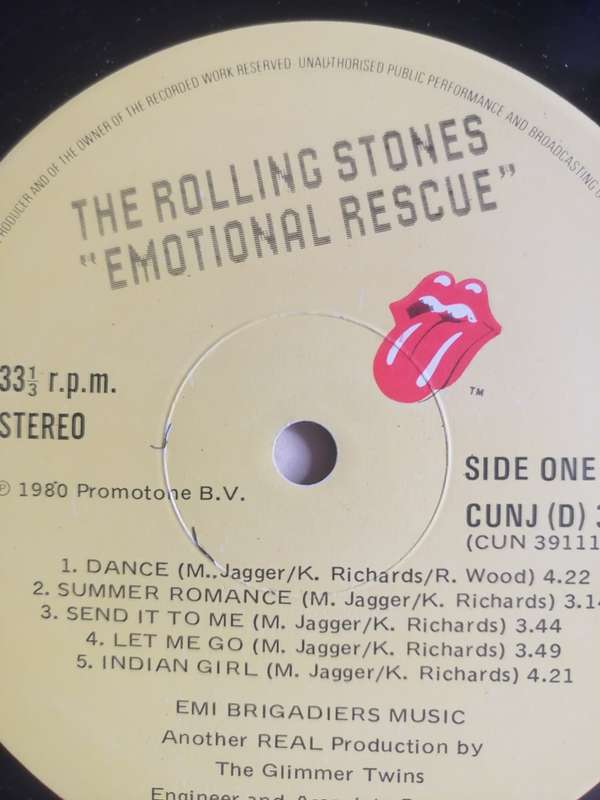 THE ROLLING STONES (EMOTIONAL RESCUE) - VINYL IN VERY GOOD COND. - SEE BELOW FOR INFO.