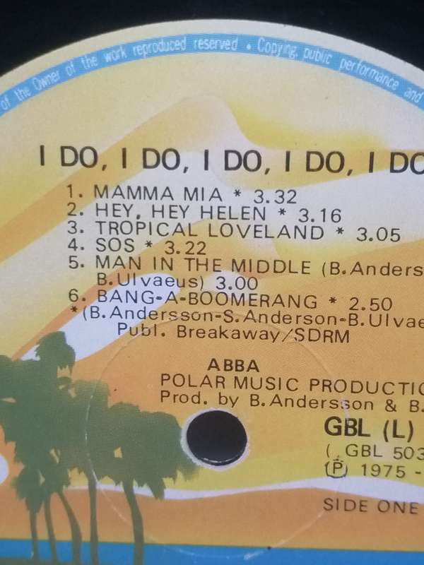 ABBA (I DO. I DO.....) - VINYL IN VERY GOOD COND. - SEE BELOW FOR INFO.