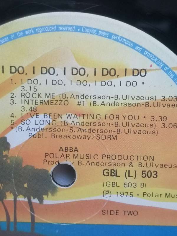 ABBA (I DO. I DO.....) - VINYL IN VERY GOOD COND. - SEE BELOW FOR INFO.