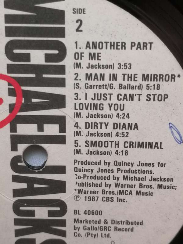 MICHAEL JACKSON (BAD) - VINYL IN VERY GOOD COND. - SEE BELOW FOR INFO.
