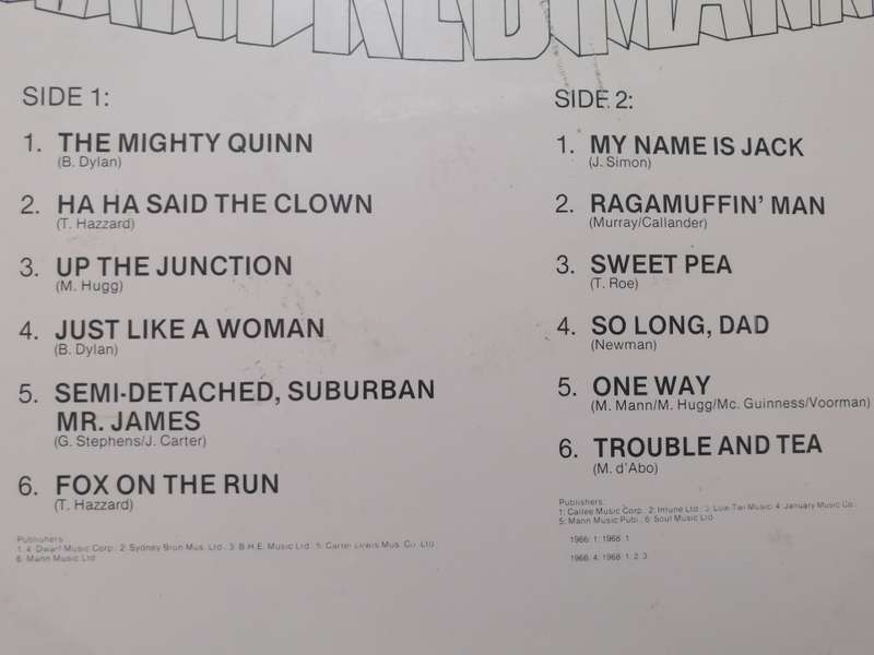 The Best of Manfred Mann, vinyl good.