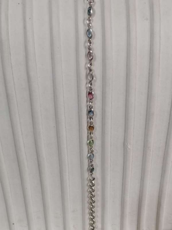 QUALITY ITALIAN STERLIN SILVER MILTI-COLOR STONE BRACELET  - PLEASE READ BELOW FOR INFO.
