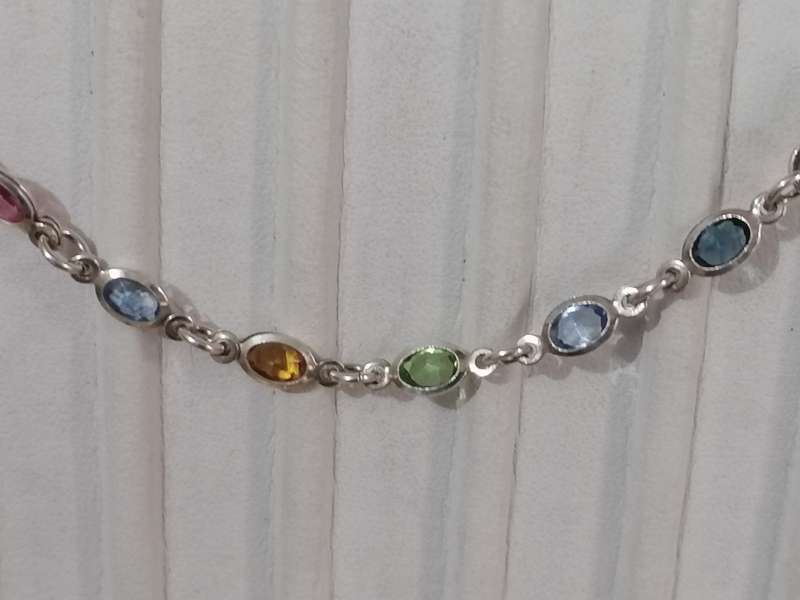 QUALITY ITALIAN STERLIN SILVER MILTI-COLOR STONE BRACELET  - PLEASE READ BELOW FOR INFO.