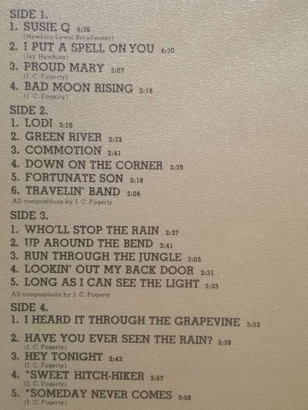 CREEDENCE CLEARWATER REVIVAL (CHRONICLE - DOUBLE ALBUM) - VERY GOOD COND. - SEE BELOW FOR INFO.