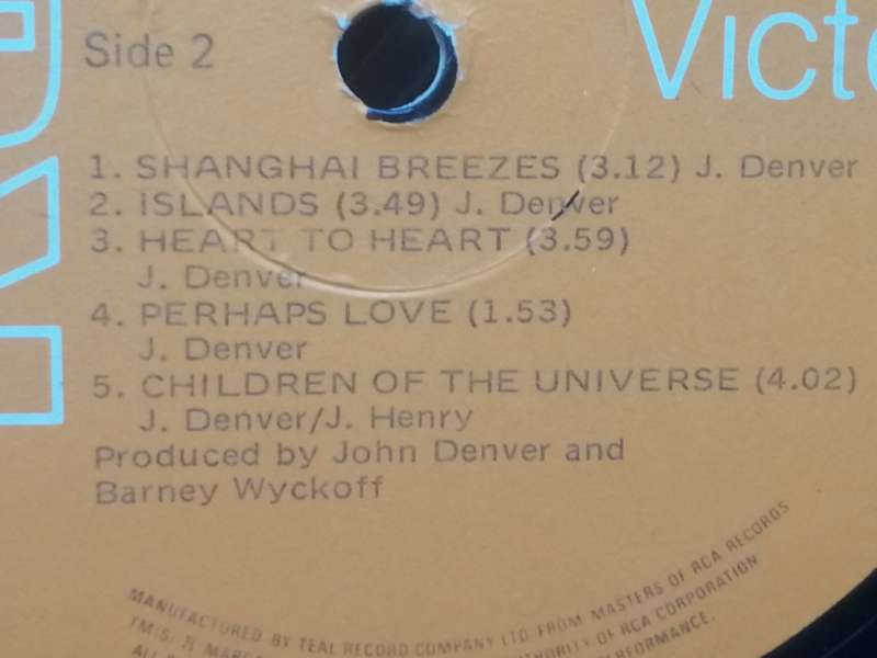 John Denver, Seasons of the Heart,  Vinyl in excellent condition.