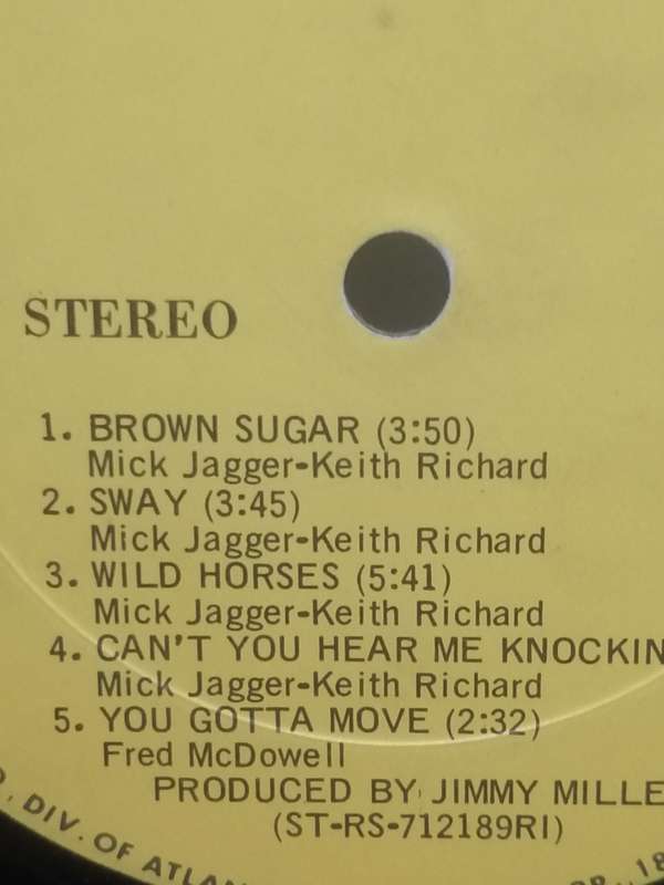 The Rolling Stones, Sticky Fingers, vinyl in good condition.