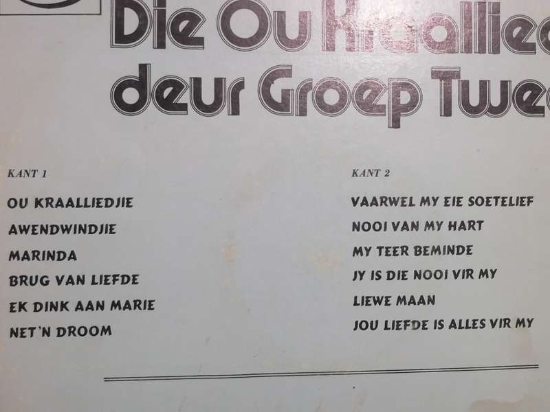 Groep 2, Die ou Kraalliedjie..., Vinyl in very good condition .