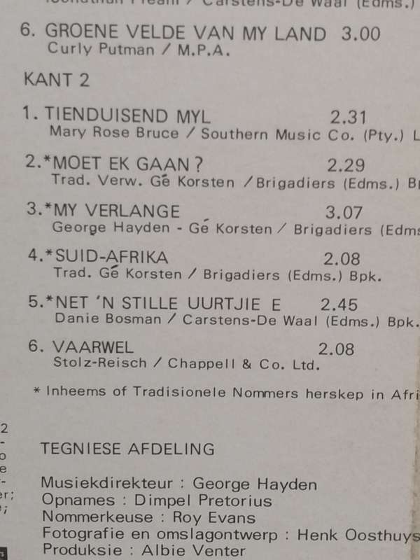 Ge Korsten 'Sings Seeman sing' Vinyl in very good condition .