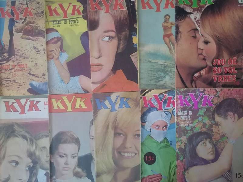 Scarce, 10x early 1965, 1967 & 1970 Kyk photo magazines, good to very good condition.