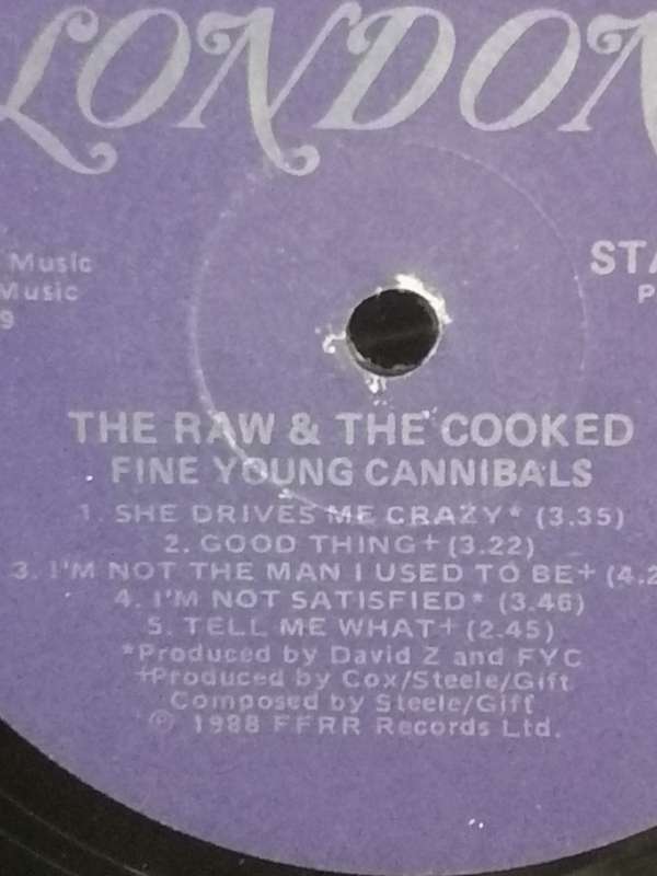 Fine Young Cannibals, The Raw & the Cooked, vinyl in very good condition.