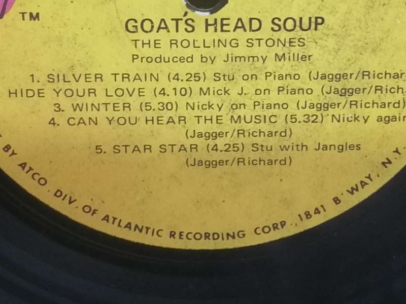 The Rolling Stones, Goat's Head Soup, vinyl in very good condition.