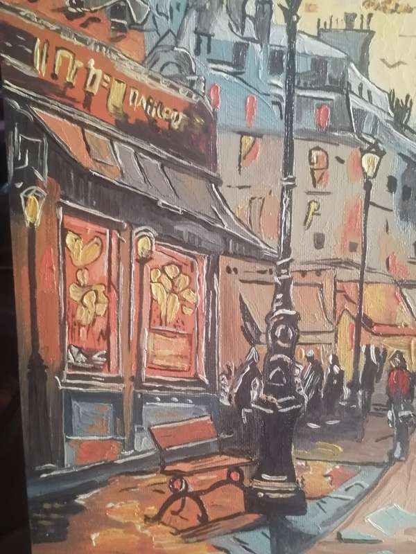 Stunning oil painting on board, Night life in Paris' 2024 by Cobus.