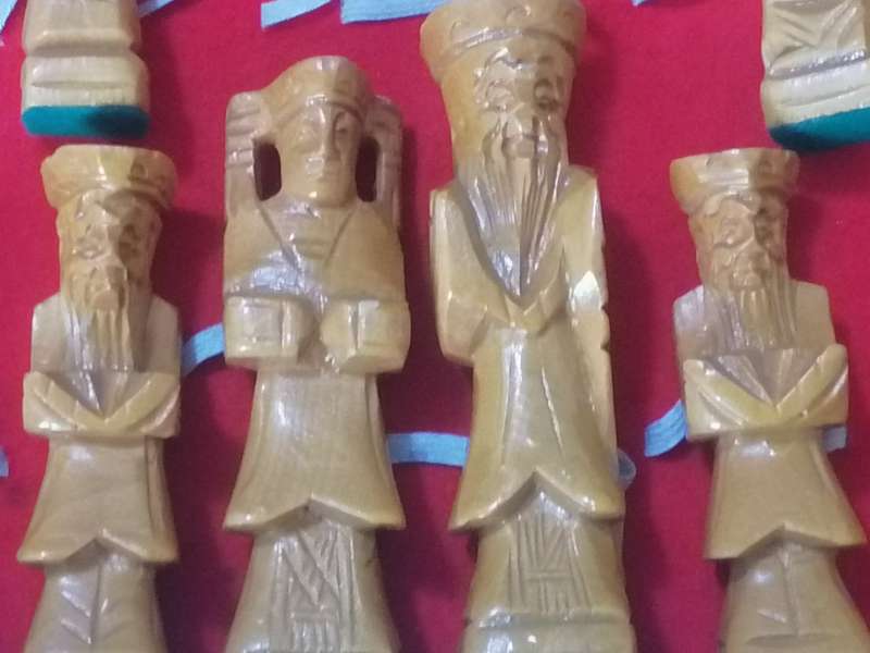 Vintage oriental exquisitely hand carved chess set.
