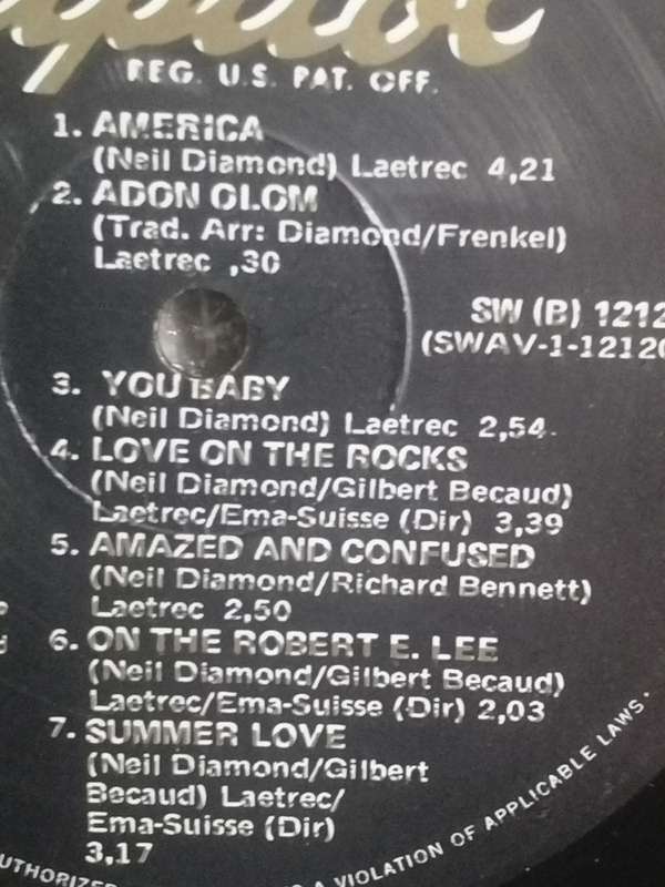 Neil Diamond, The Jazz Singer, vinyl.