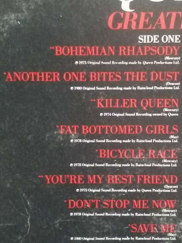 Queen, Greatest hits, vinyl.