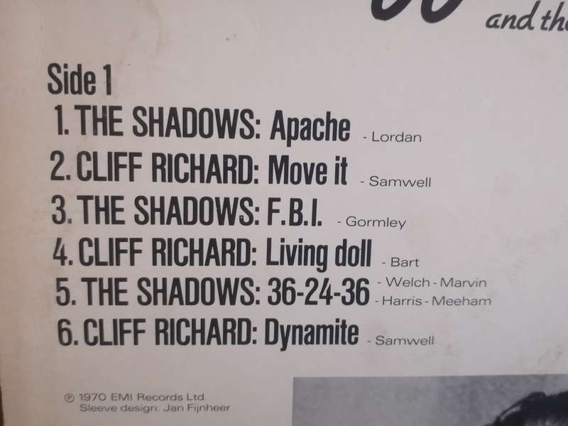 Cliff Richard and the Shadows, vinyl excellent.