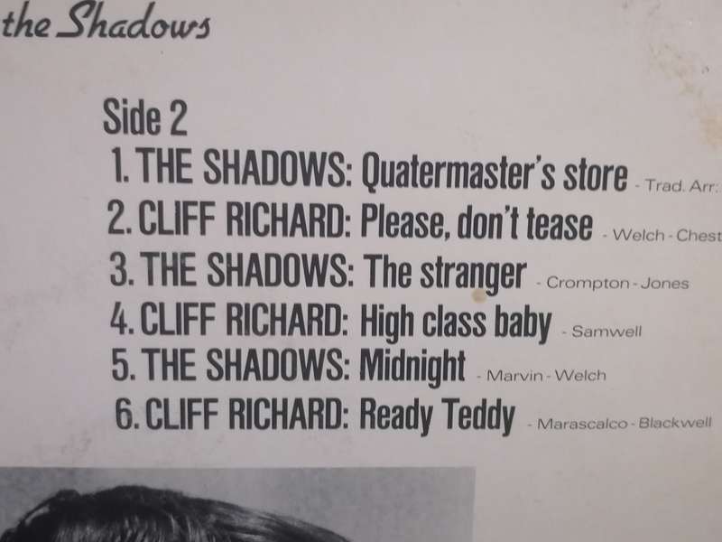 Cliff Richard and the Shadows, vinyl excellent.