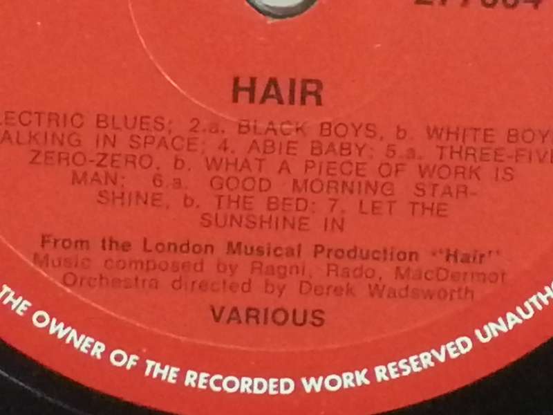 Hair, vinyl very good.